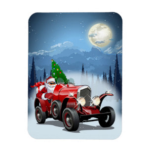 Magnet Flexible Carte de Noël avec dessin animé voiture rétro & co