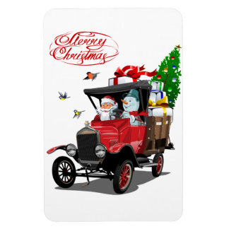 Magnet Flexible Carte de Noël avec le camion de Santa dessiné