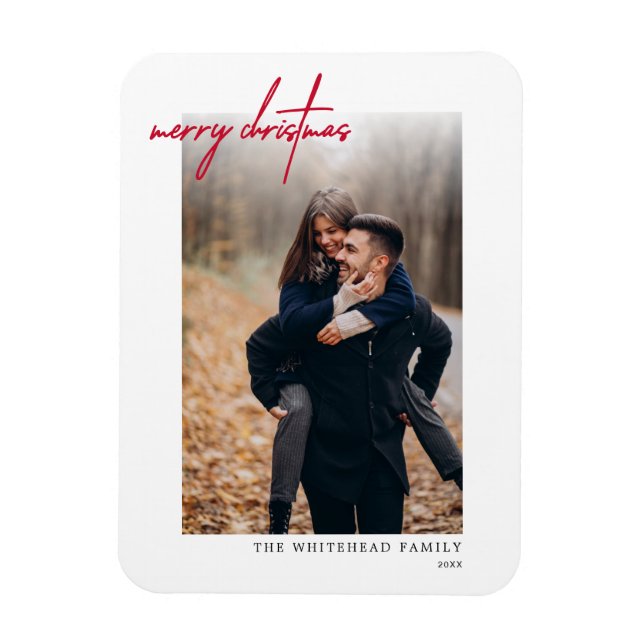 Magnet Flexible Carte de Noël Rouge minimum blanc (Vertical)