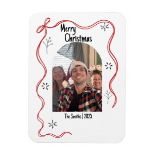 Magnet Flexible Carte de Noël Whimsical Doodle avec photo