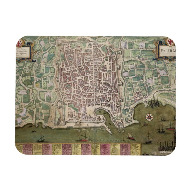 Magnet Flexible Carte de Palerme, de Civitates Orbis Terrarum par (Horizontal)
