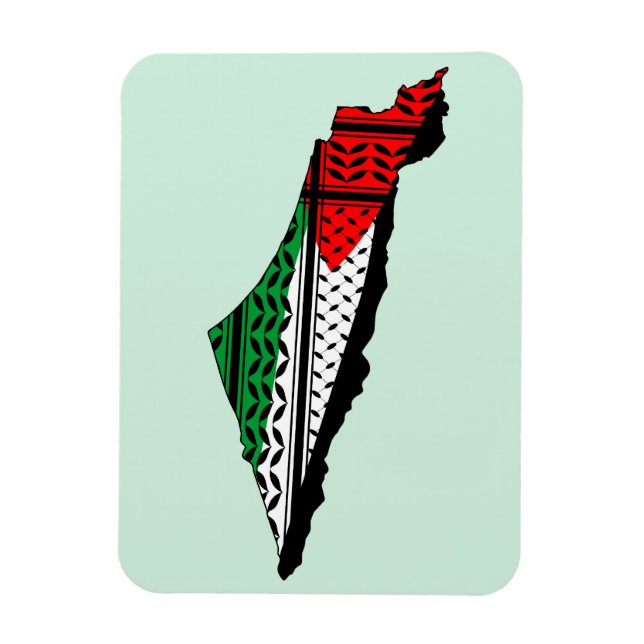 Magnet Flexible Carte de Palestine avec drapeau et Motif Keffiyeg (Vertical)
