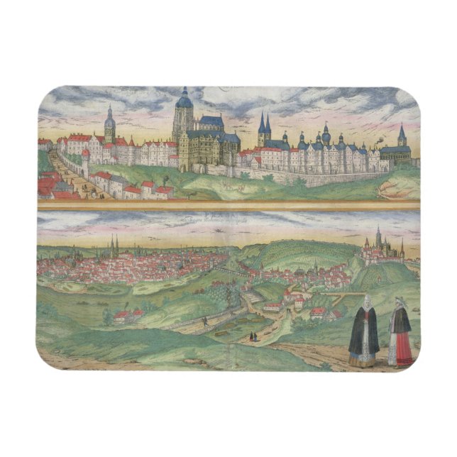 Magnet Flexible Carte de Prague, de 'Civitates Orbis Terrarum' par (Horizontal)