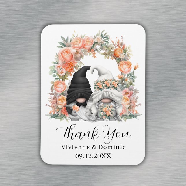 Magnet Flexible Carte de remerciements Mariage à arche florale Pea (Peach Floral Arch Gnome Wedding Thank You Card Magnet
)