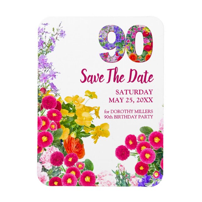 Magnet Flexible Carte de sauvegarde de date moderne florale pour 9 (Vertical)