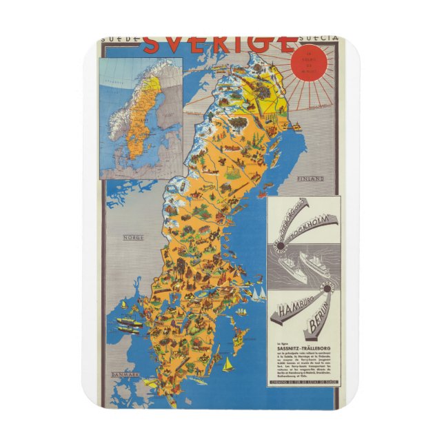 Magnet Flexible Carte de Suède (Vertical)