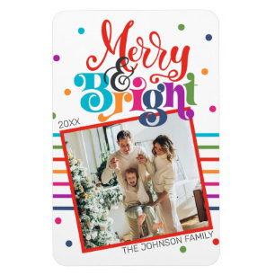 Magnet Flexible Carte de vacances Joyeuse et brillante famille de 