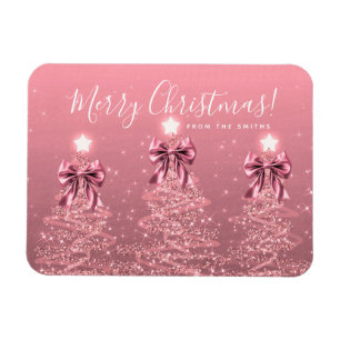 Magnet Flexible Carte de vœux Arbres de Noël Rose Foncé Fêtes