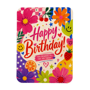 Magnet Flexible Carte de vœux d'anniversaire rétro colorée avec de