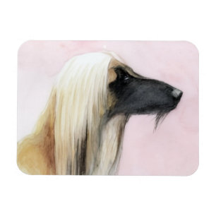 Magnet Flexible Carte de vœux d'art de chien de profil Afghan Houn