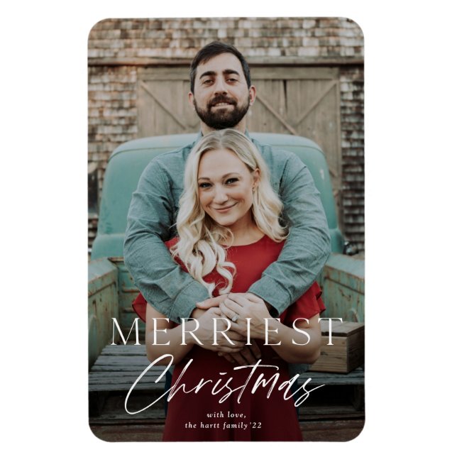 Magnet Flexible Carte de vœux de Noël simple script Merriest Chris (Vertical)