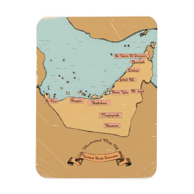 Magnet Flexible Carte de voyage Bahrain Vintage (Vertical)