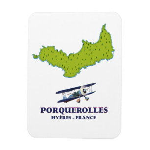Magnet Flexible Carte de voyage des îles de Porquerolles France.