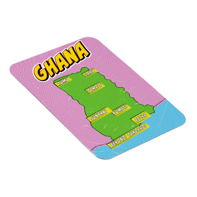 Magnet Flexible Carte de voyage du Ghana (Côté Droit)