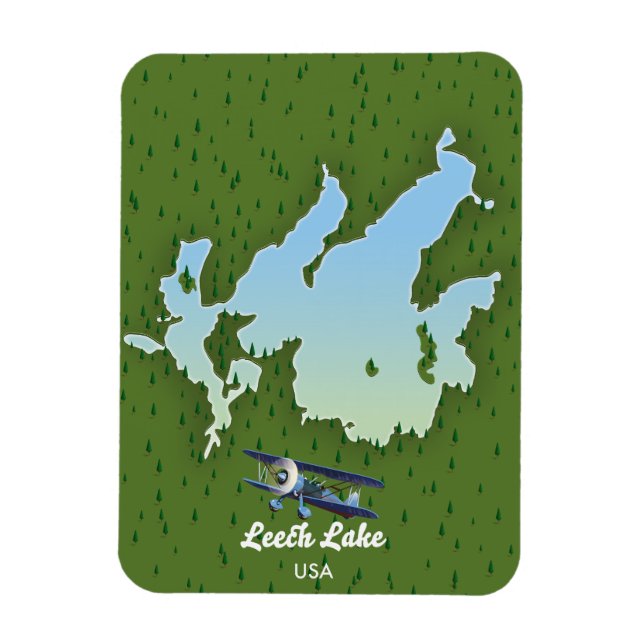 Magnet Flexible Carte de voyage du lac Leech (Vertical)