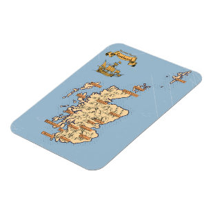 Magnet Flexible Carte de voyage illustrée de l'Écosse