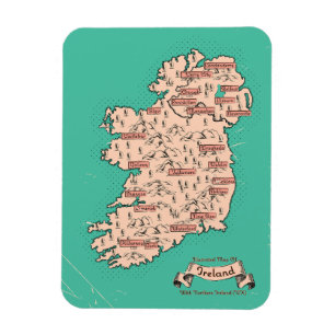 Magnet Flexible Carte de voyage illustrée d'Irlande