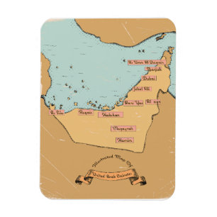 Magnet Flexible Carte de voyage vintage de Bahreïn