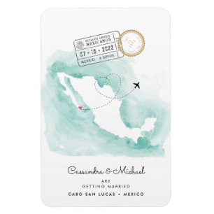 Magnet Flexible Carte d'eau du Mexique   Cabo   Mariage de destina