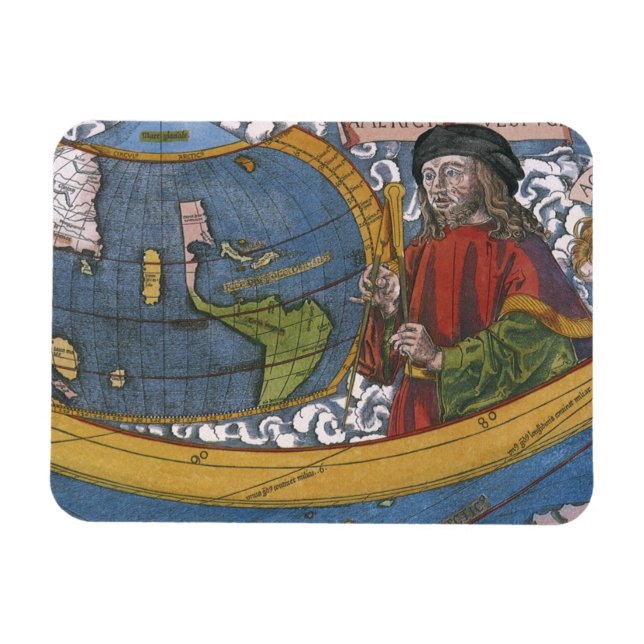 Magnet Flexible Carte des Amériques avec Explorer Amerigo Vespucci (Horizontal)