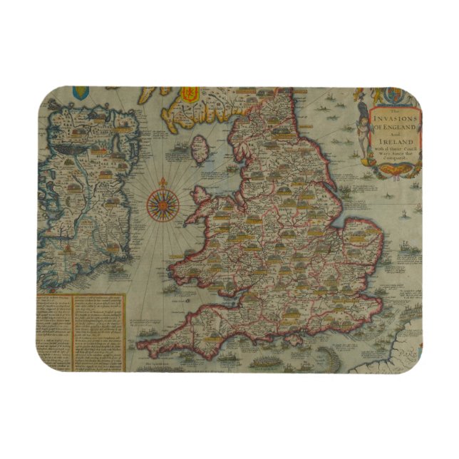 Magnet Flexible Carte des invasions d'Angleterre et d'Irlande (Horizontal)