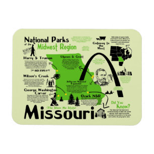 Magnet Flexible Carte des parcs nationaux du Missouri