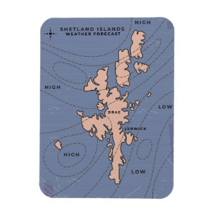Magnet Flexible Carte des prévisions météorologiques des îles Shet