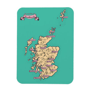 Magnet Flexible Carte des voyages illustrée de l'Écosse (version T
