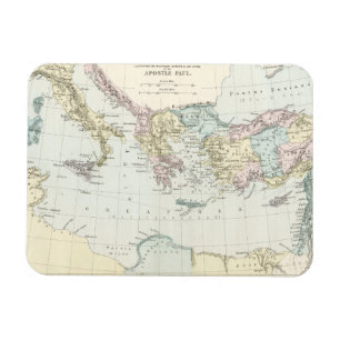 Magnet Flexible Carte des voyages missionnaires de l'apôtre Paul
