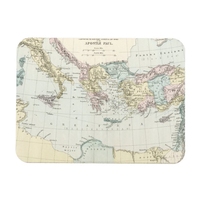 Magnet Flexible Carte des voyages missionnaires de l'apôtre Paul (Horizontal)