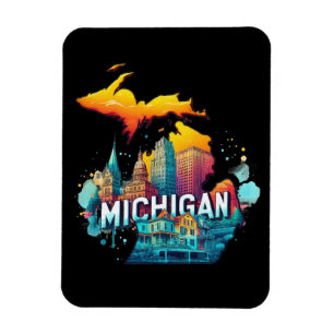 Magnet Flexible Carte d'état Retro Vintage Michigan