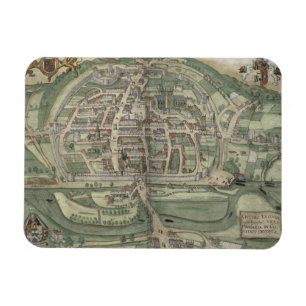 Magnet Flexible Carte d'Exeter, de "Civitates Orbis Terrarum" par