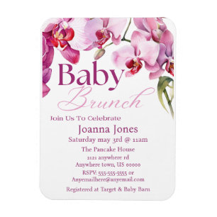 Magnet Flexible Carte d'invitation pour bébé orchidée Brunch/Baby