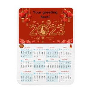 Magnet Flexible Carte du calendrier chinois du Nouvel An 2023 Rabb