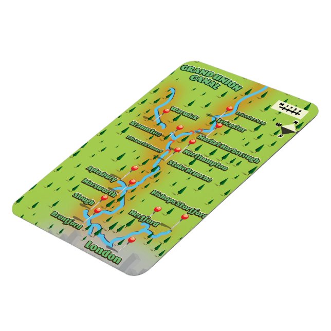 Magnet Flexible Carte du canal de Grand Union (Côté Gauche)