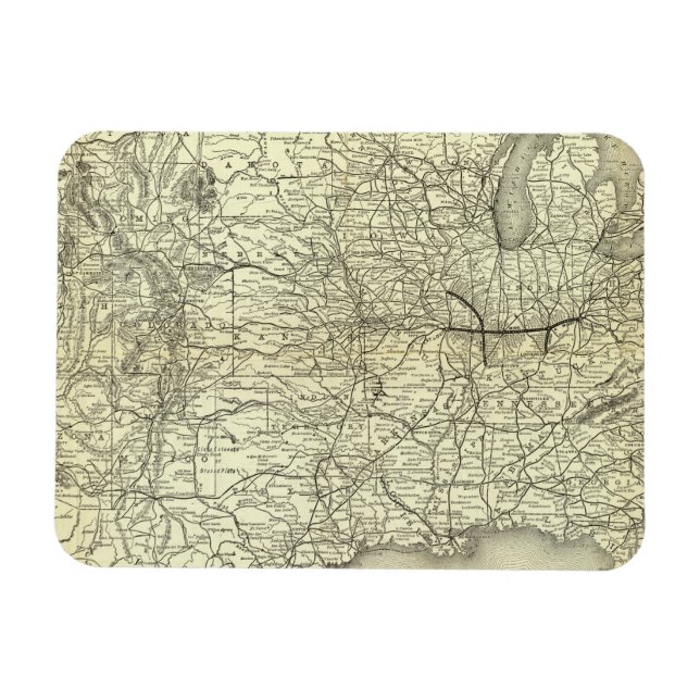 Magnet Flexible Carte du chemin de fer Ohio et Mississippi (Horizontal)