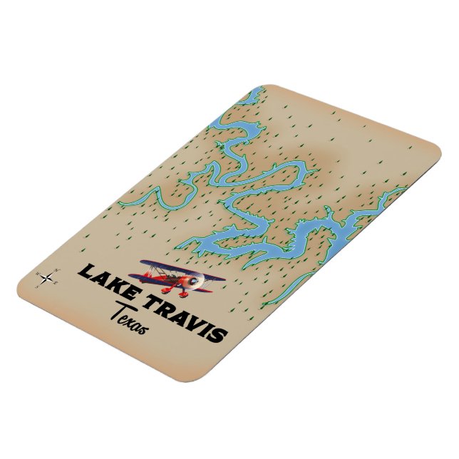 Magnet Flexible Carte du lac Travis Texas (Côté Gauche)