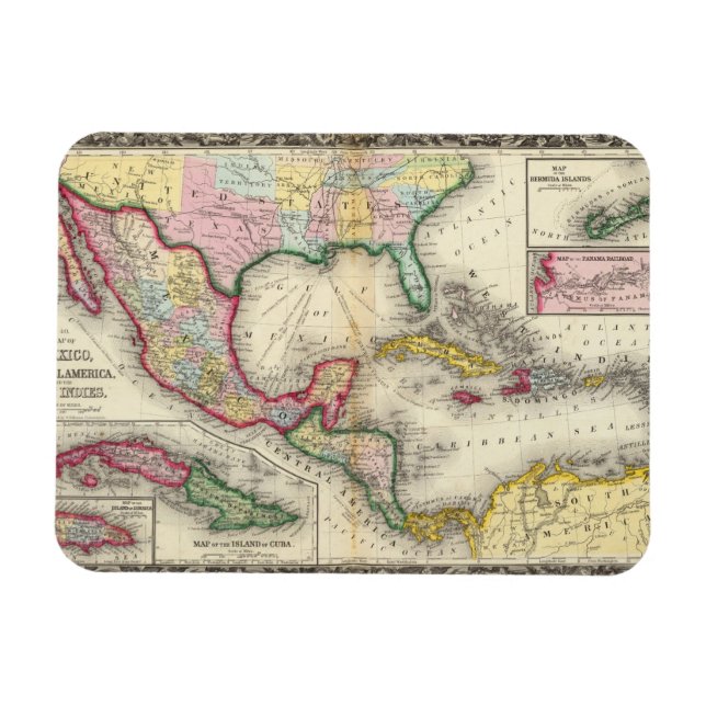 Magnet Flexible Carte Du Mexique, Amérique Centrale (Horizontal)