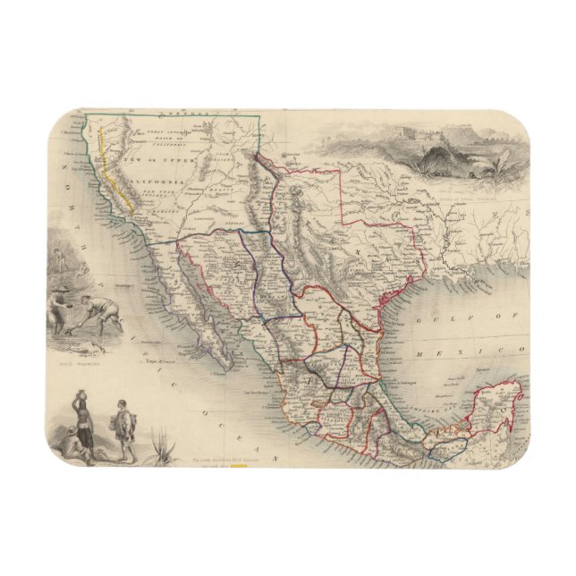 Magnet Flexible Carte du Mexique, de la Californie et du Texas (Horizontal)