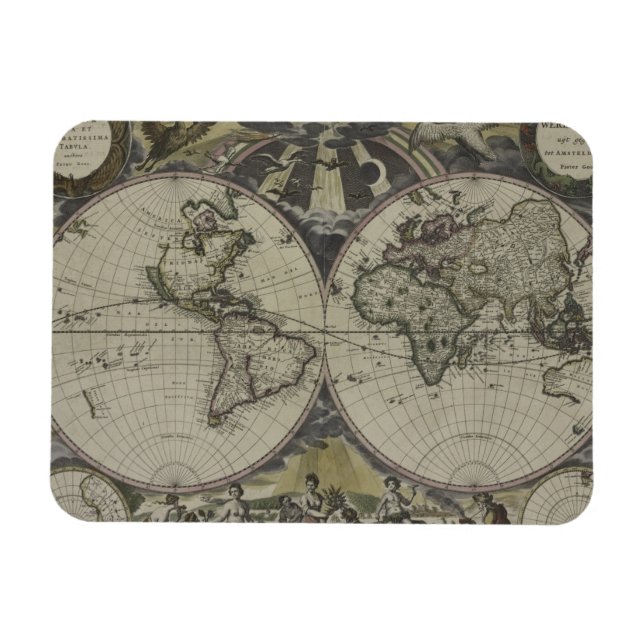 Magnet Flexible Carte du monde double hémisphère | 1672 (Horizontal)