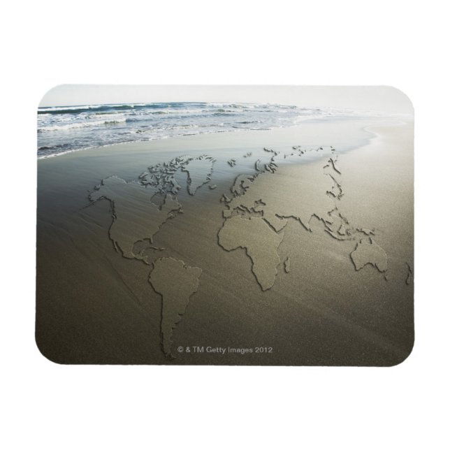 Magnet Flexible Carte du monde sur le sable (Horizontal)