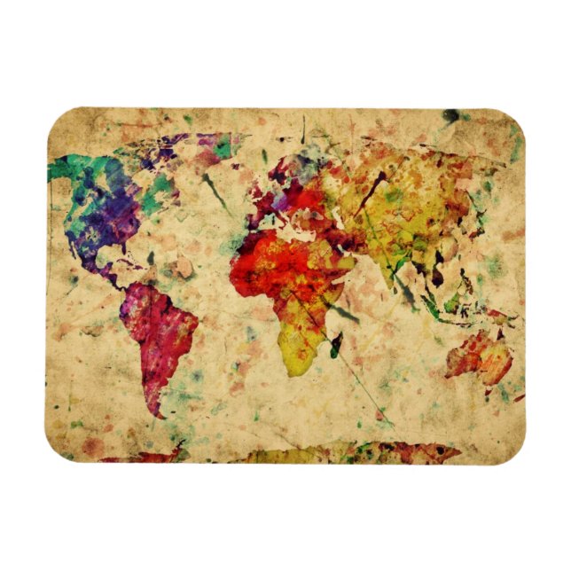 Magnet Flexible carte du monde vintage (Horizontal)