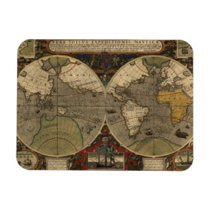 Magnet Flexible Carte du monde Vintage 1595 par Jodocus Hondius