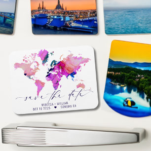 Magnet Flexible Carte du monde Voyage Destination Mariage Enregist