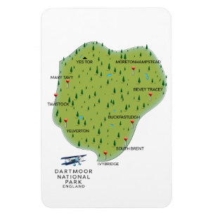 Magnet Flexible Carte du parc national de Dartmoor Angleterre
