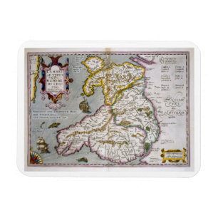 Magnet Flexible Carte du Pays de Galles, c.1630 édité (main-colo