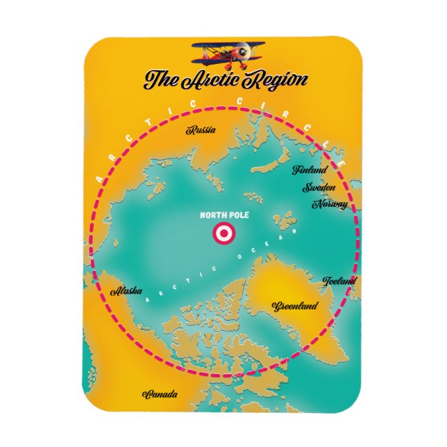 Magnet Flexible Carte du pôle nord de la région de l'Arctique (Vertical)