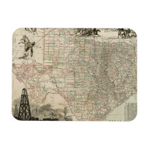 Magnet Flexible Carte du Texas aux frontières du comté