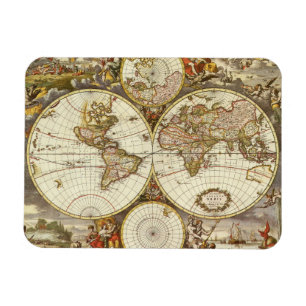Magnet Flexible Carte du Vieux Monde antique par Frederick de Wit,