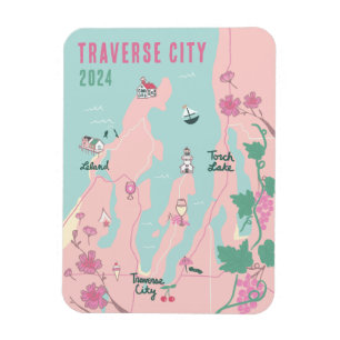 Magnet Flexible Carte du vin et de la cerise de Traverse City Mich